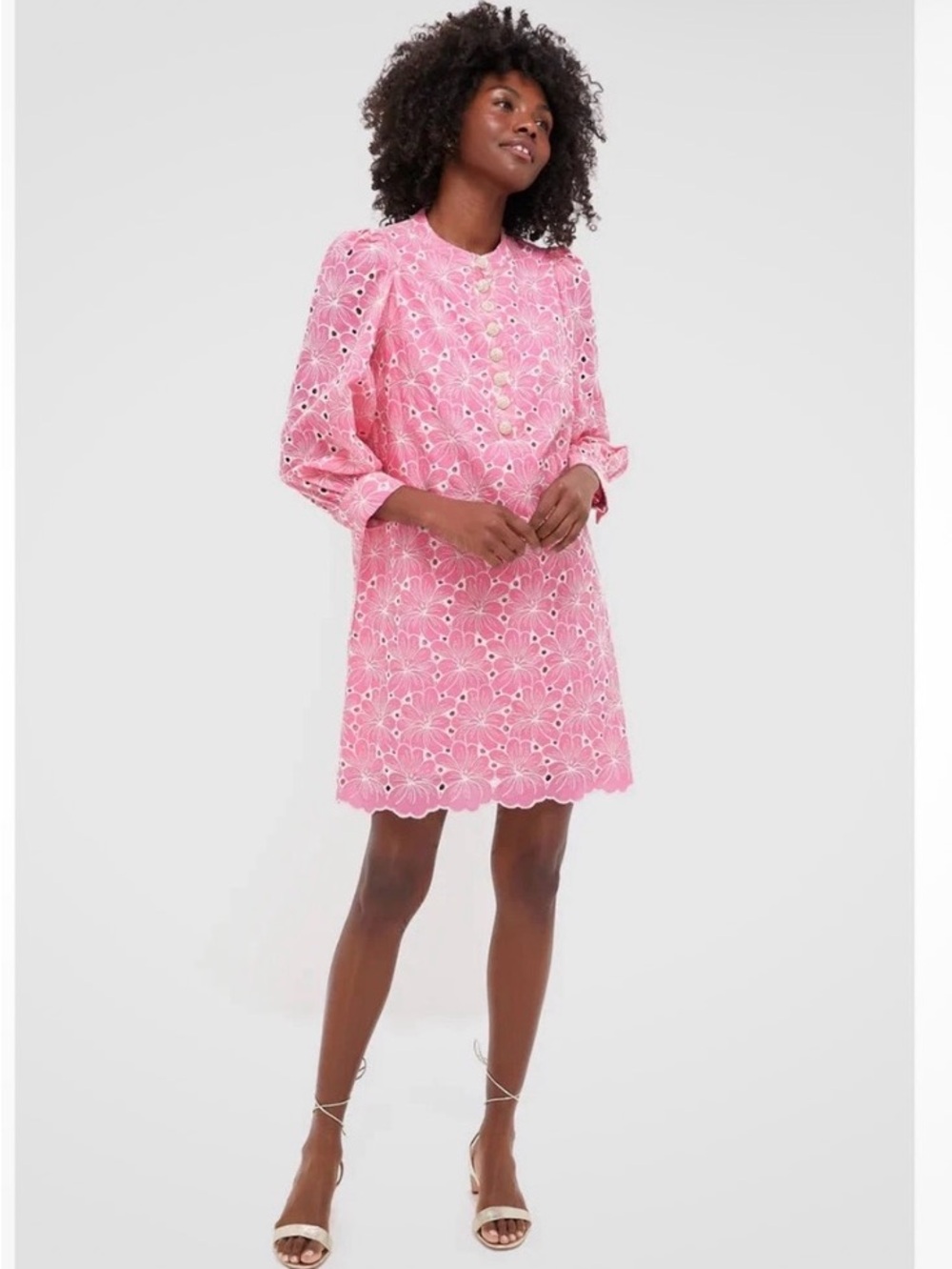 Pomander Place Pink Eyelet Floral Tunic Dress